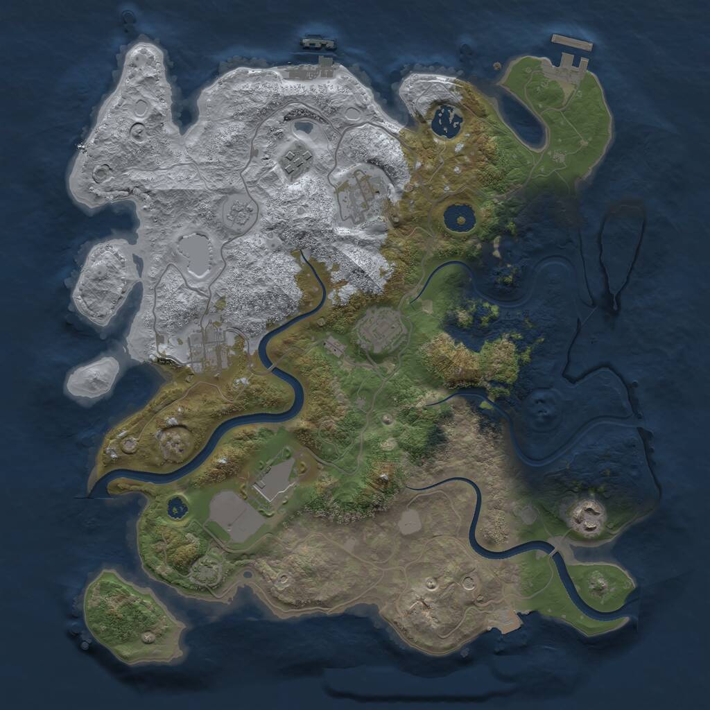 Rust Map: Procedural Map, Size: 3500, Seed: 1373644073, 13 Monuments