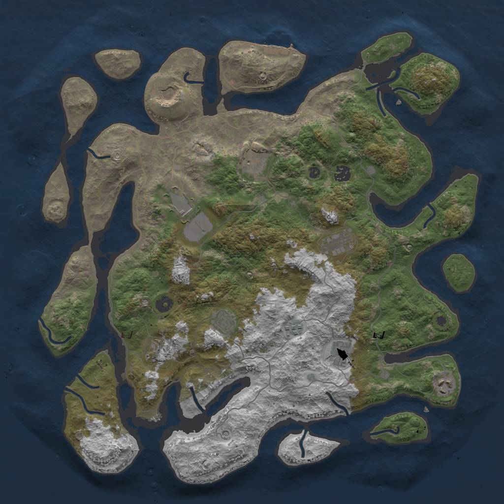 Rust Map: Procedural Map, Size: 4500, Seed: 1081612747, 14 Monuments