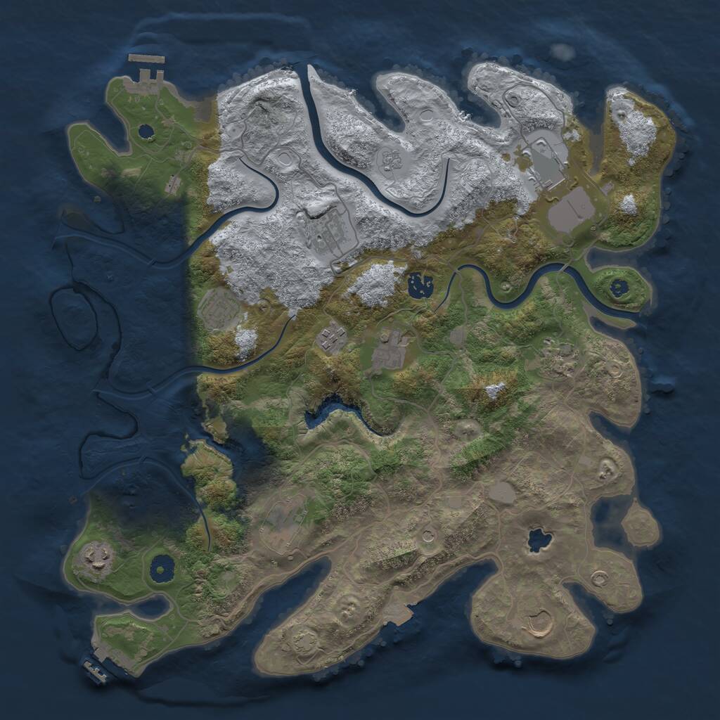 Rust Map: Procedural Map, Size: 4000, Seed: 54654, 16 Monuments