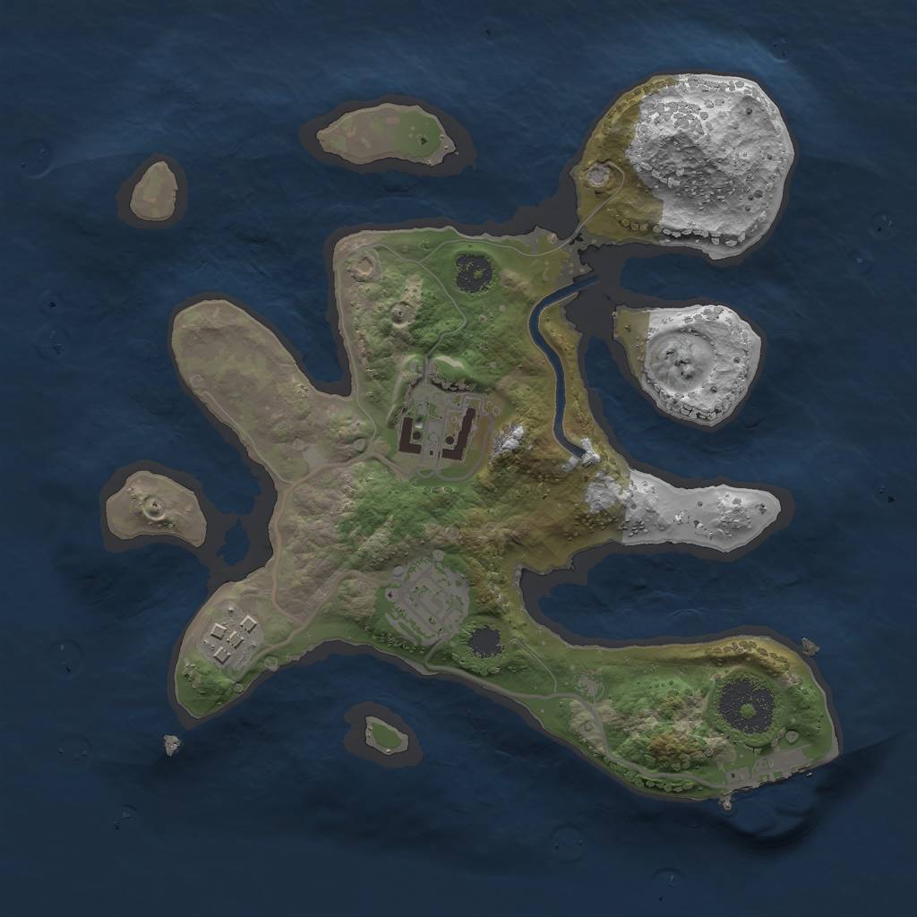 Rust Map: Procedural Map, Size: 2500, Seed: 93, 6 Monuments