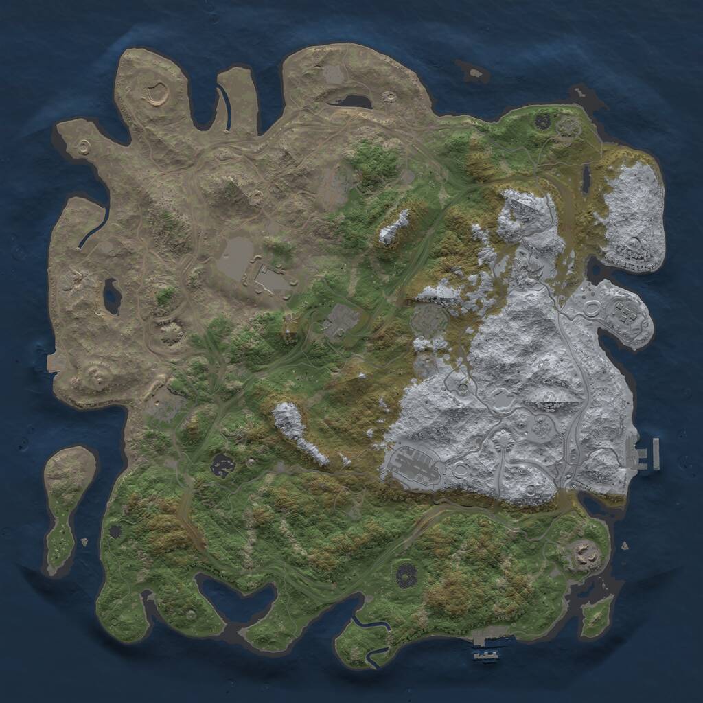 Rust Map: Procedural Map, Size: 4500, Seed: 1647247540, 17 Monuments