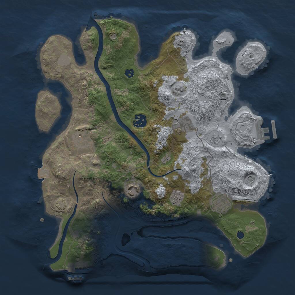 Rust Map: Procedural Map, Size: 3223, Seed: 3212, 12 Monuments