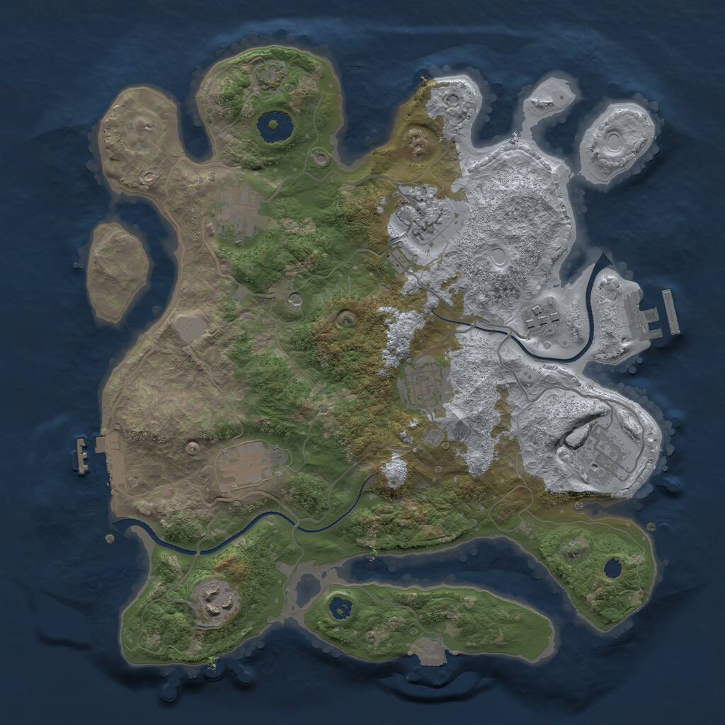 Rust Map: Procedural Map, Size: 3223, Seed: 3212, 12 Monuments