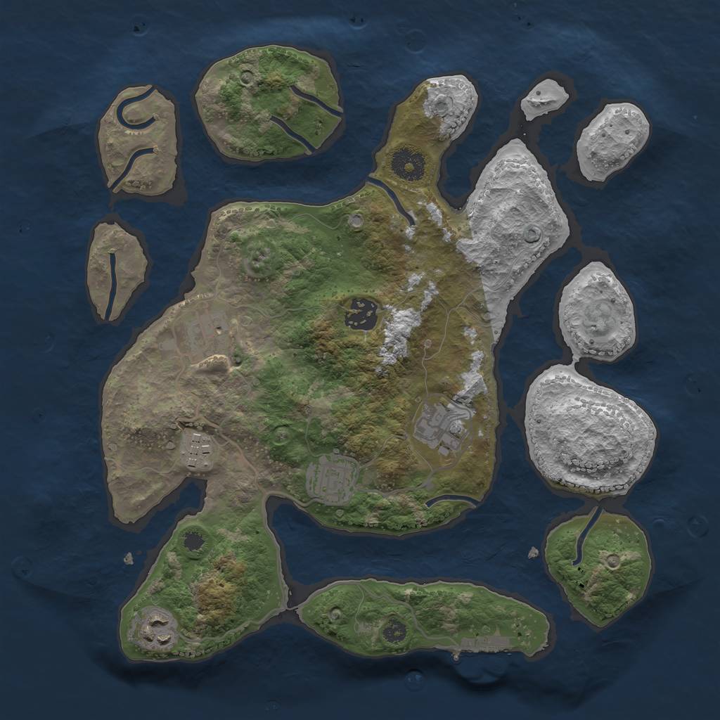 Rust Map: Procedural Map, Size: 3223, Seed: 3212, 9 Monuments