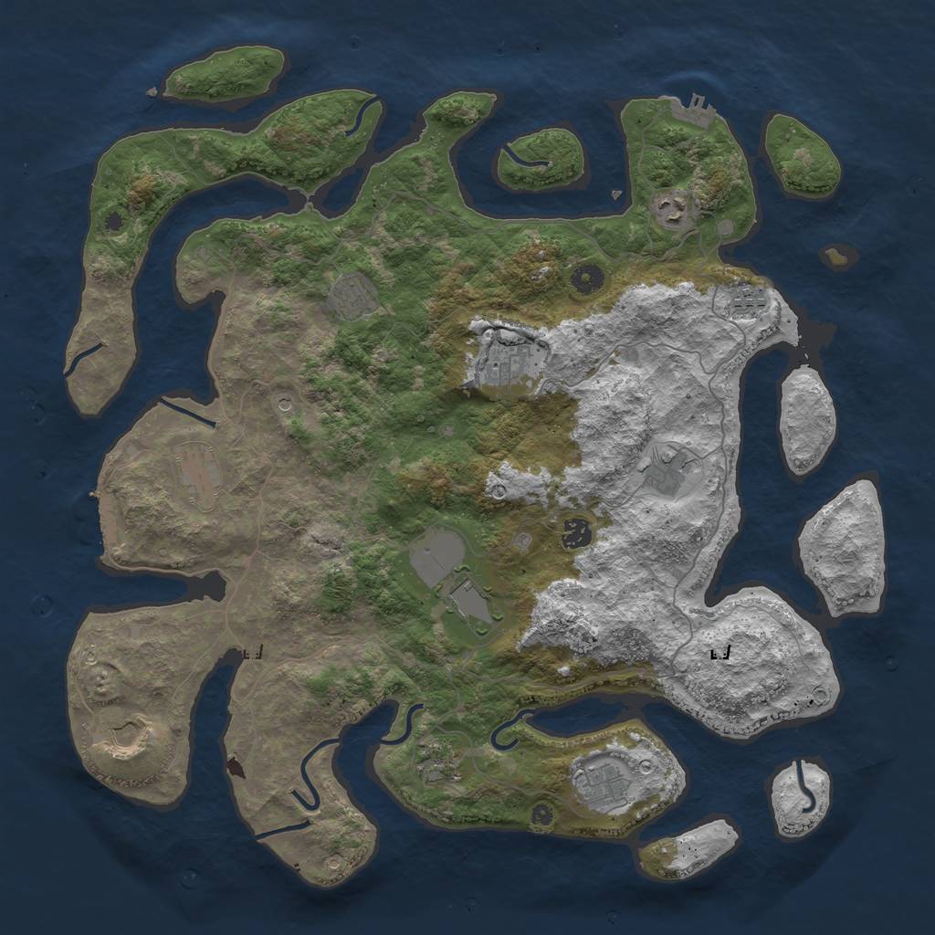 Rust Map: Procedural Map, Size: 4500, Seed: 473559315, 16 Monuments