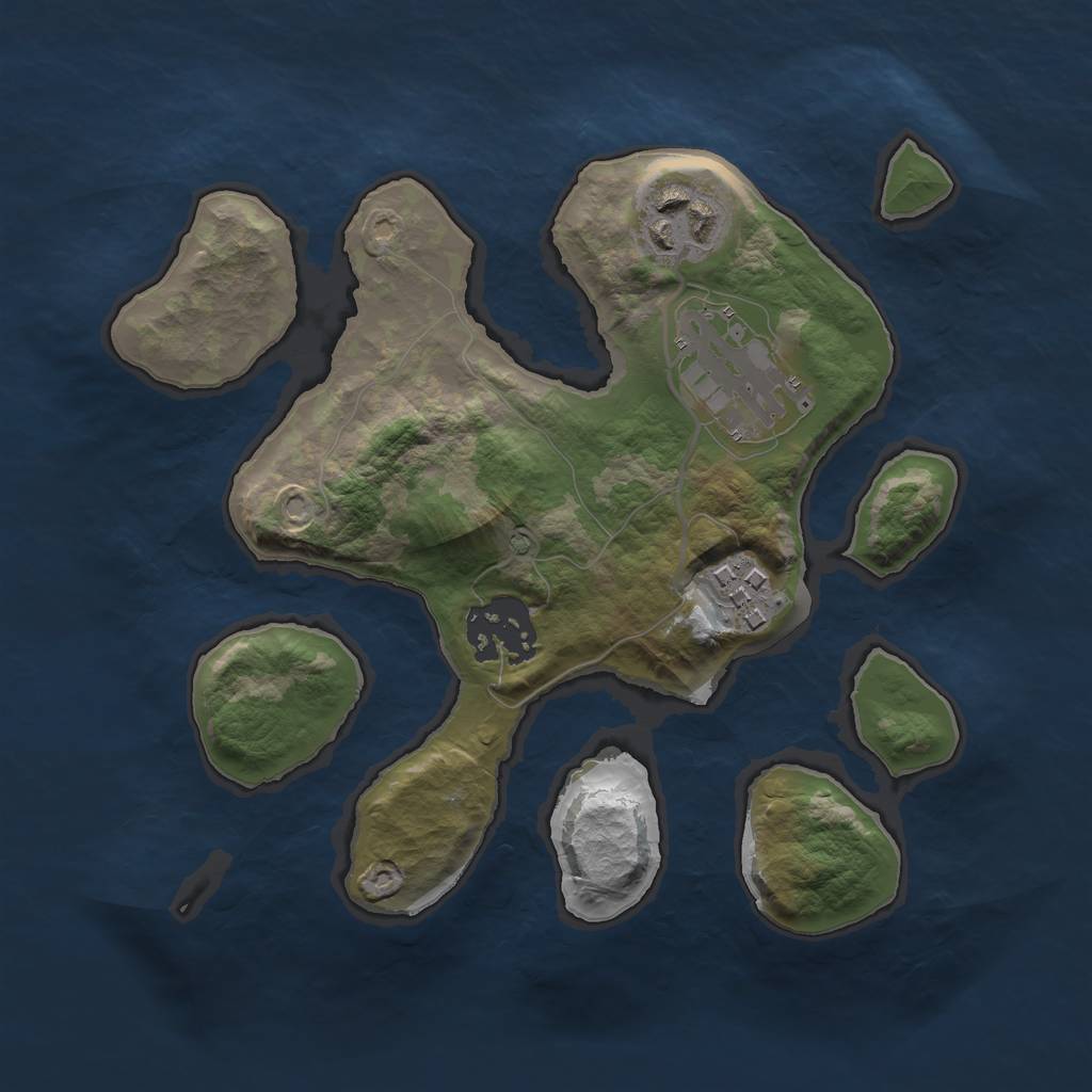 Rust Map: Barren, Size: 2300, Seed: 5123, 6 Monuments