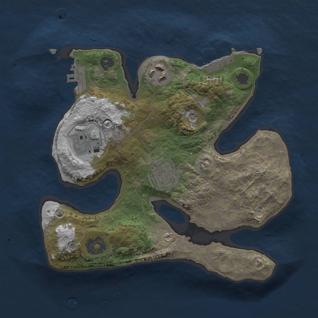 Rust Map: Procedural Map, Size: 2400, Seed: 5553535, 8 Monuments