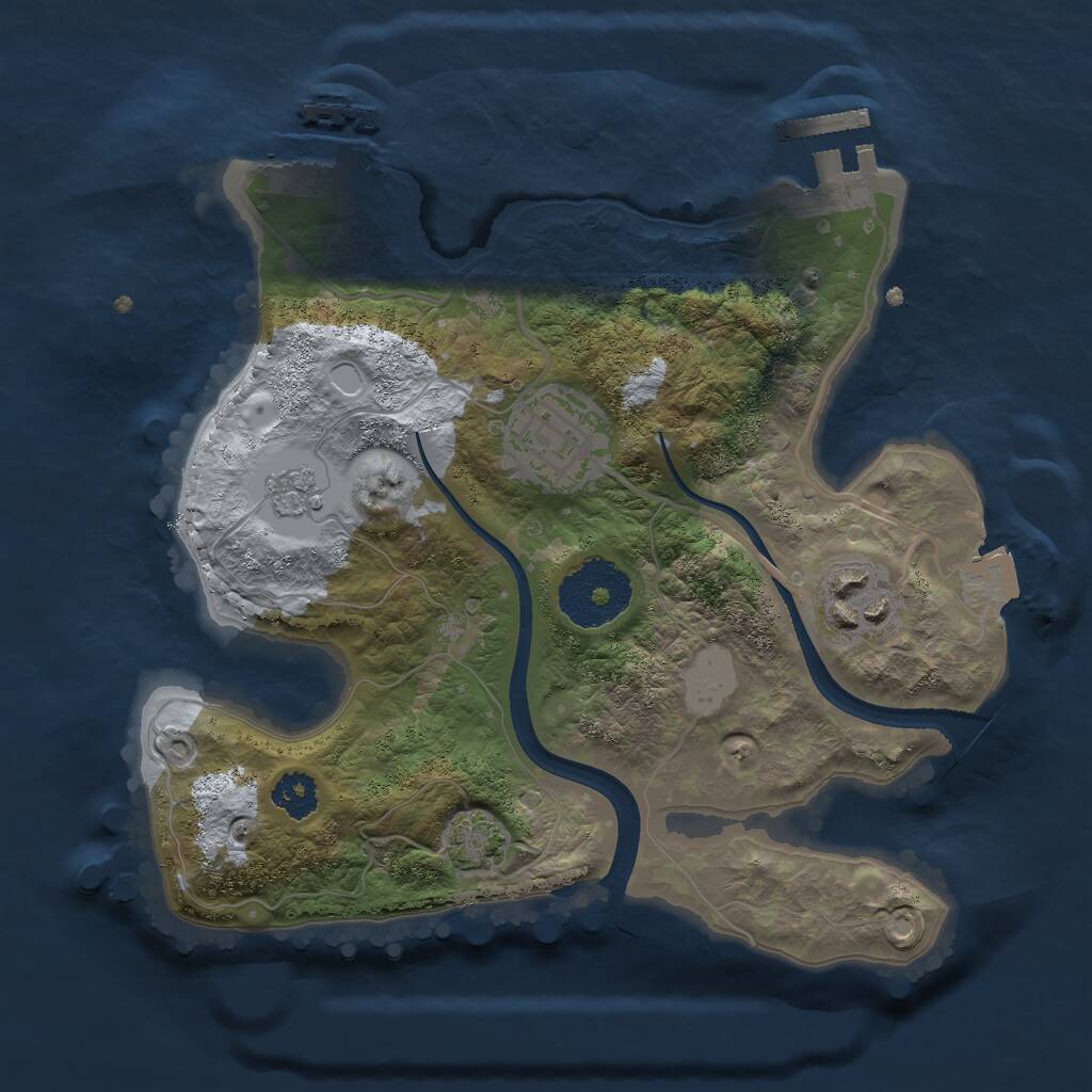 Rust Map: Procedural Map, Size: 2400, Seed: 5553535, 7 Monuments