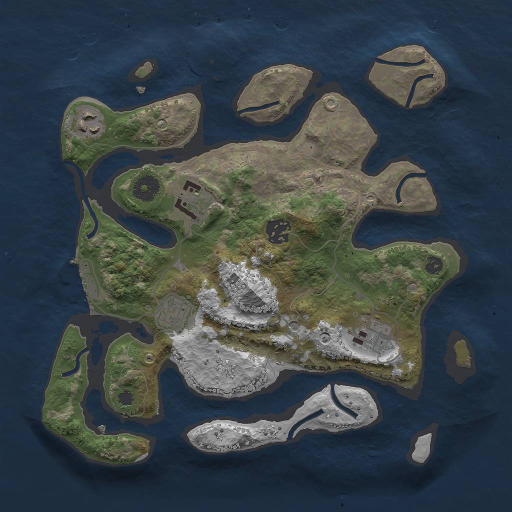 Rust Map: Procedural Map, Size: 3000, Seed: 465453416, 9 Monuments