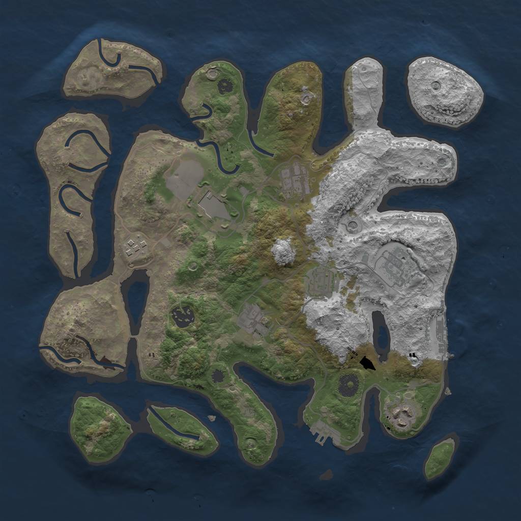 Rust Map: Procedural Map, Size: 3500, Seed: 30404, 13 Monuments