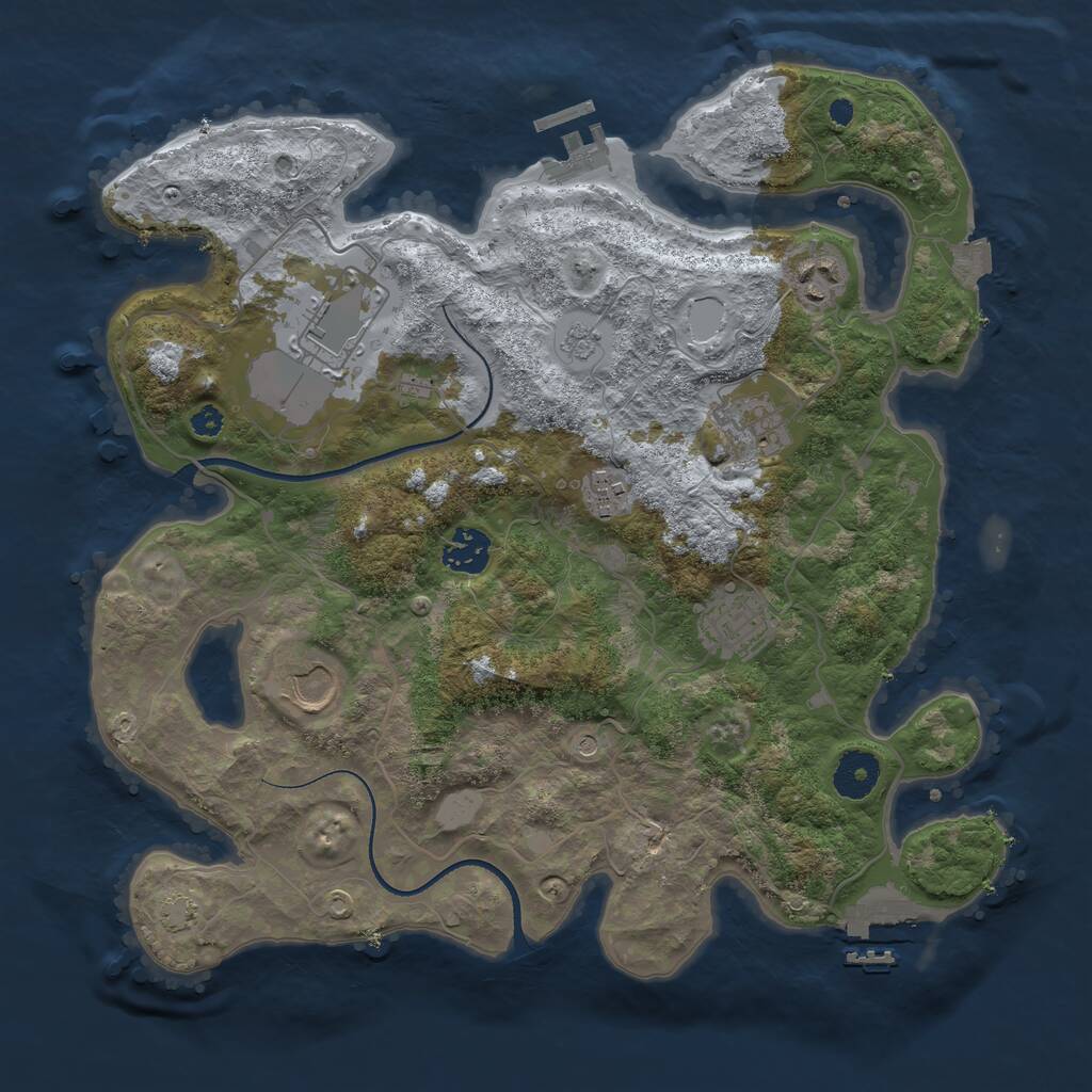 Rust Map: Procedural Map, Size: 3500, Seed: 647472, 13 Monuments