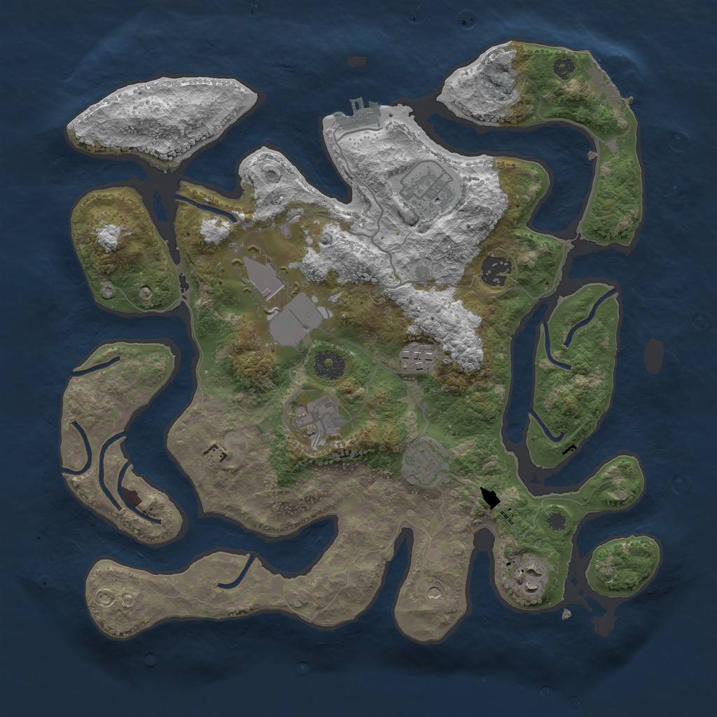 Rust Map: Procedural Map, Size: 3500, Seed: 647472, 12 Monuments