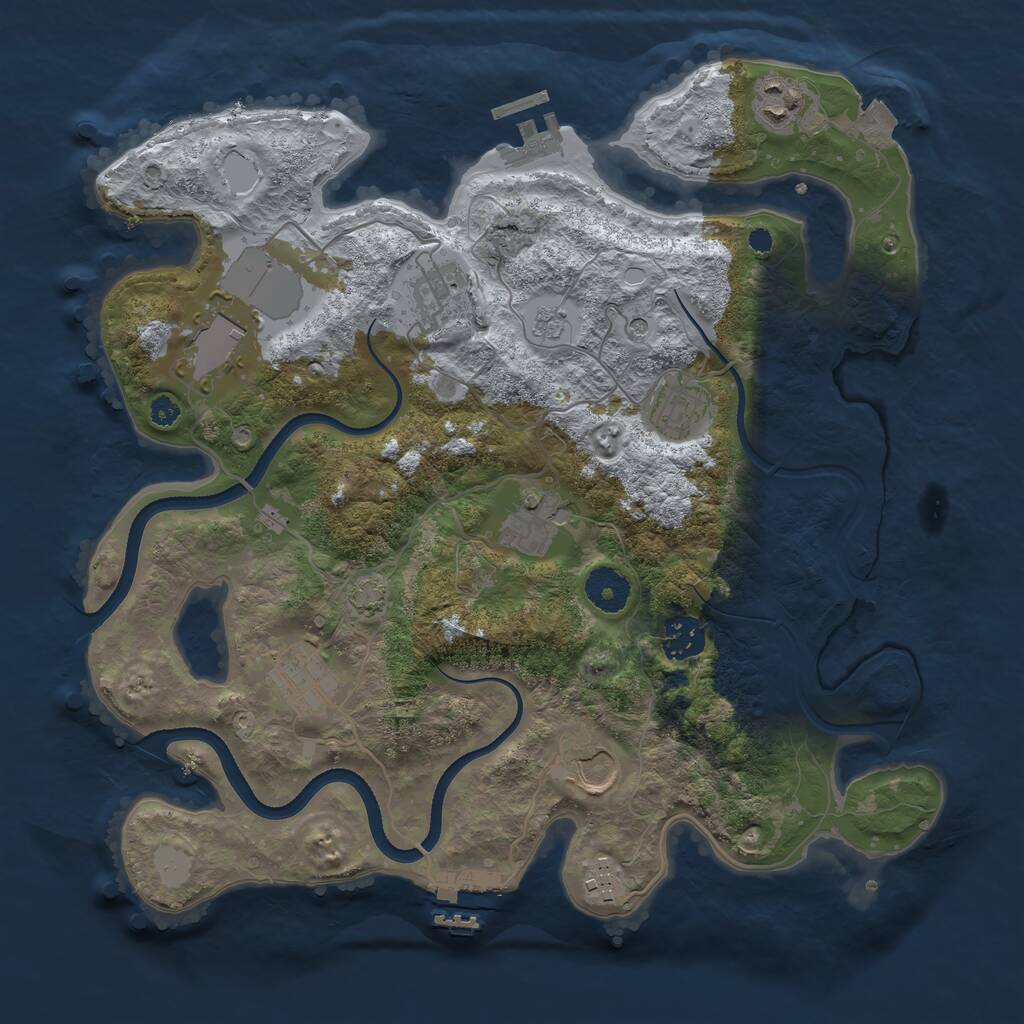 Rust Map: Procedural Map, Size: 3500, Seed: 647472, 15 Monuments