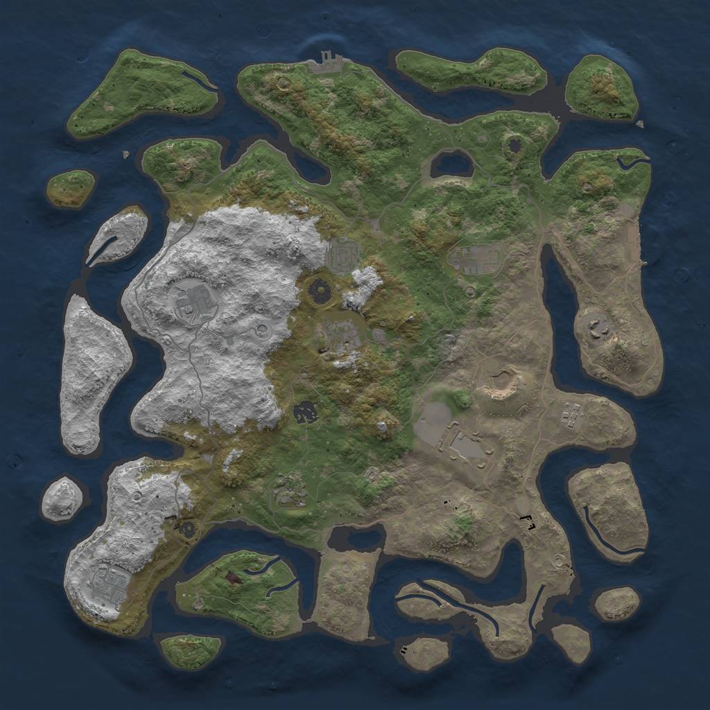 Rust Map: Procedural Map, Size: 4500, Seed: 1460744671, 16 Monuments