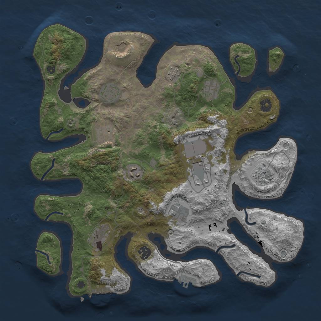 Rust Map: Procedural Map, Size: 3750, Seed: 596928414, 16 Monuments