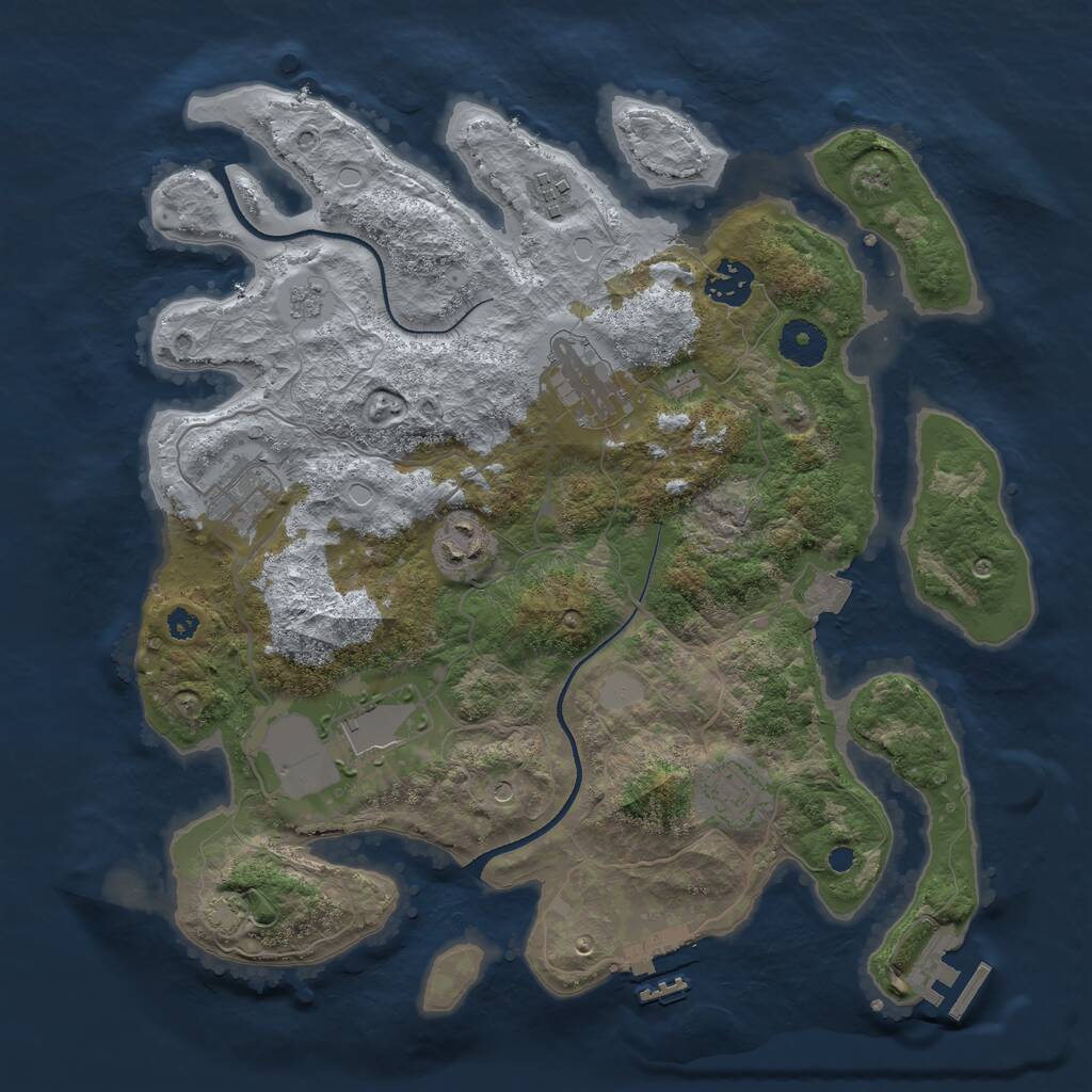 Rust Map: Procedural Map, Size: 3500, Seed: 637251, 13 Monuments