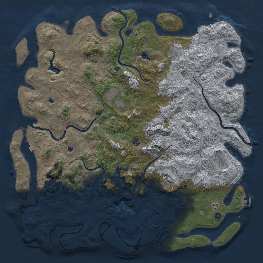 Rust Map: Procedural Map, Size: 5800, Seed: 121883213, 17 Monuments
