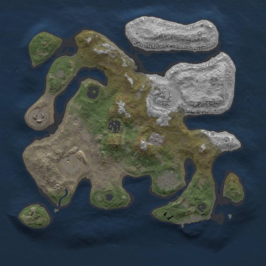 Rust Map: Procedural Map, Size: 3100, Seed: 1779243, 10 Monuments