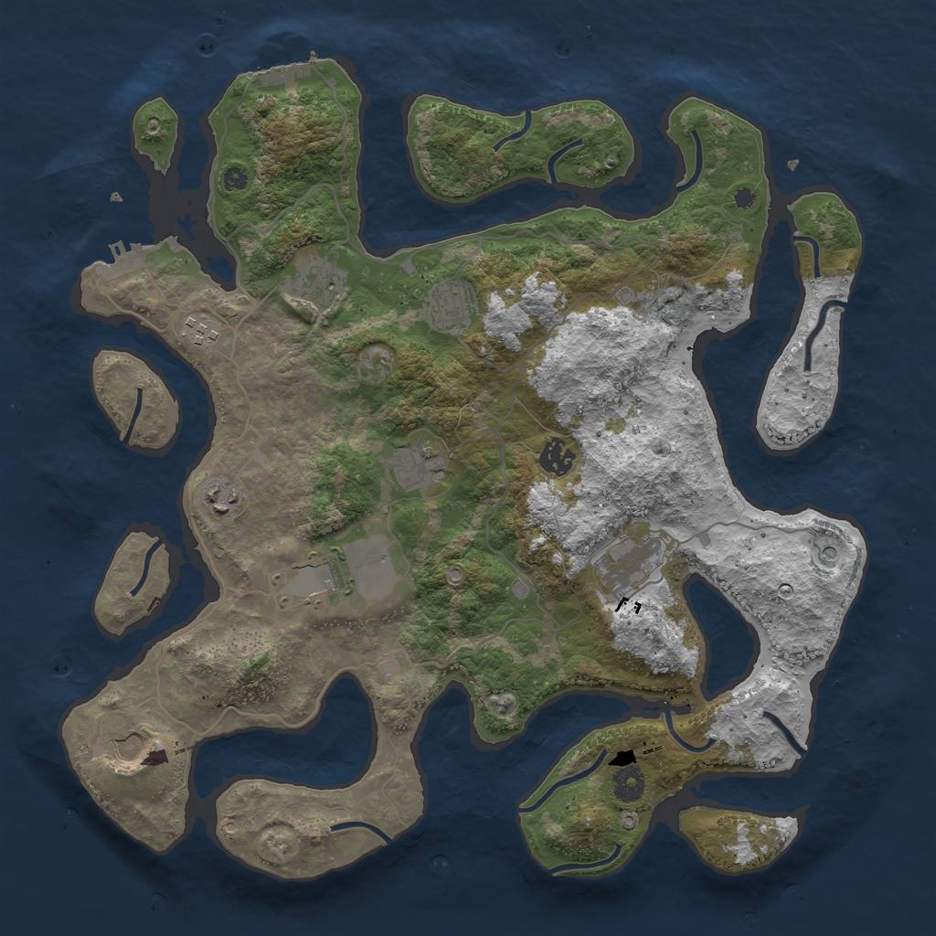 Rust Map: Procedural Map, Size: 4000, Seed: 214343, 14 Monuments