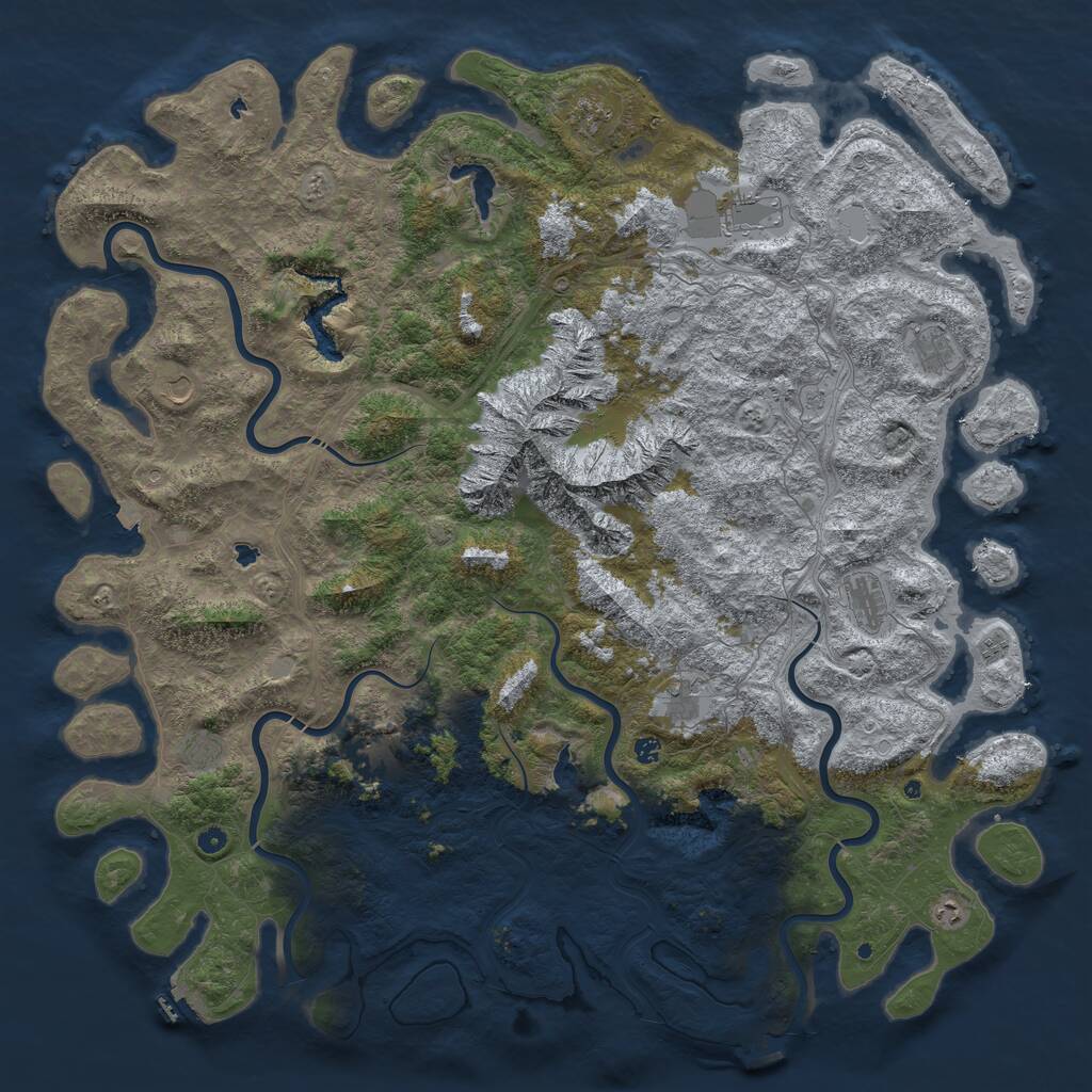 Rust Map: Procedural Map, Size: 6000, Seed: 52479, 17 Monuments
