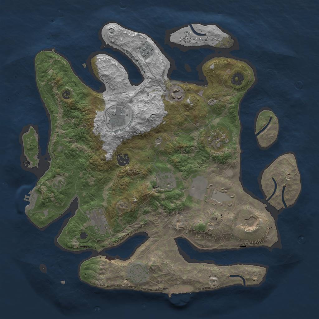 Rust Map: Procedural Map, Size: 3700, Seed: 1204990852, 15 Monuments