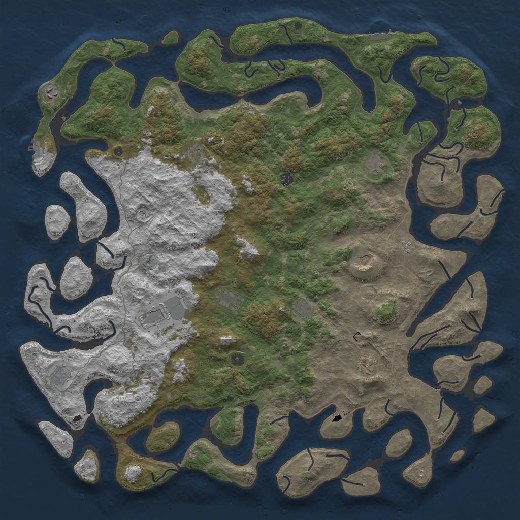 Rust Map: Procedural Map, Size: 6000, Seed: 43168, 16 Monuments