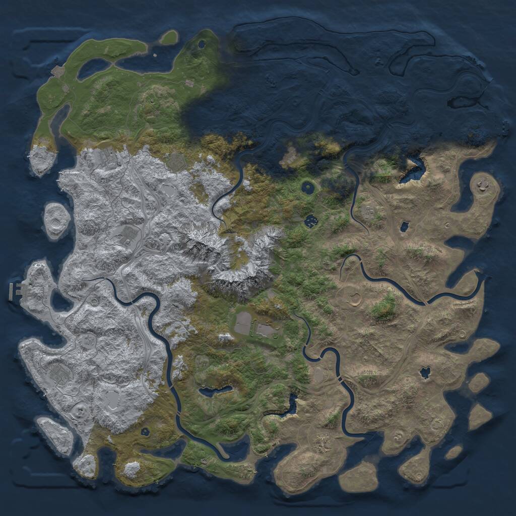 Rust Map: Procedural Map, Size: 6000, Seed: 43168, 17 Monuments