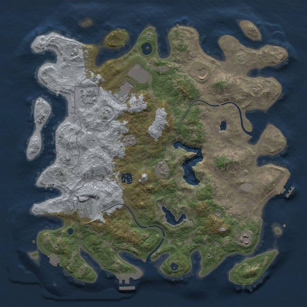 Rust Map: Procedural Map, Size: 4000, Seed: 342325, 13 Monuments