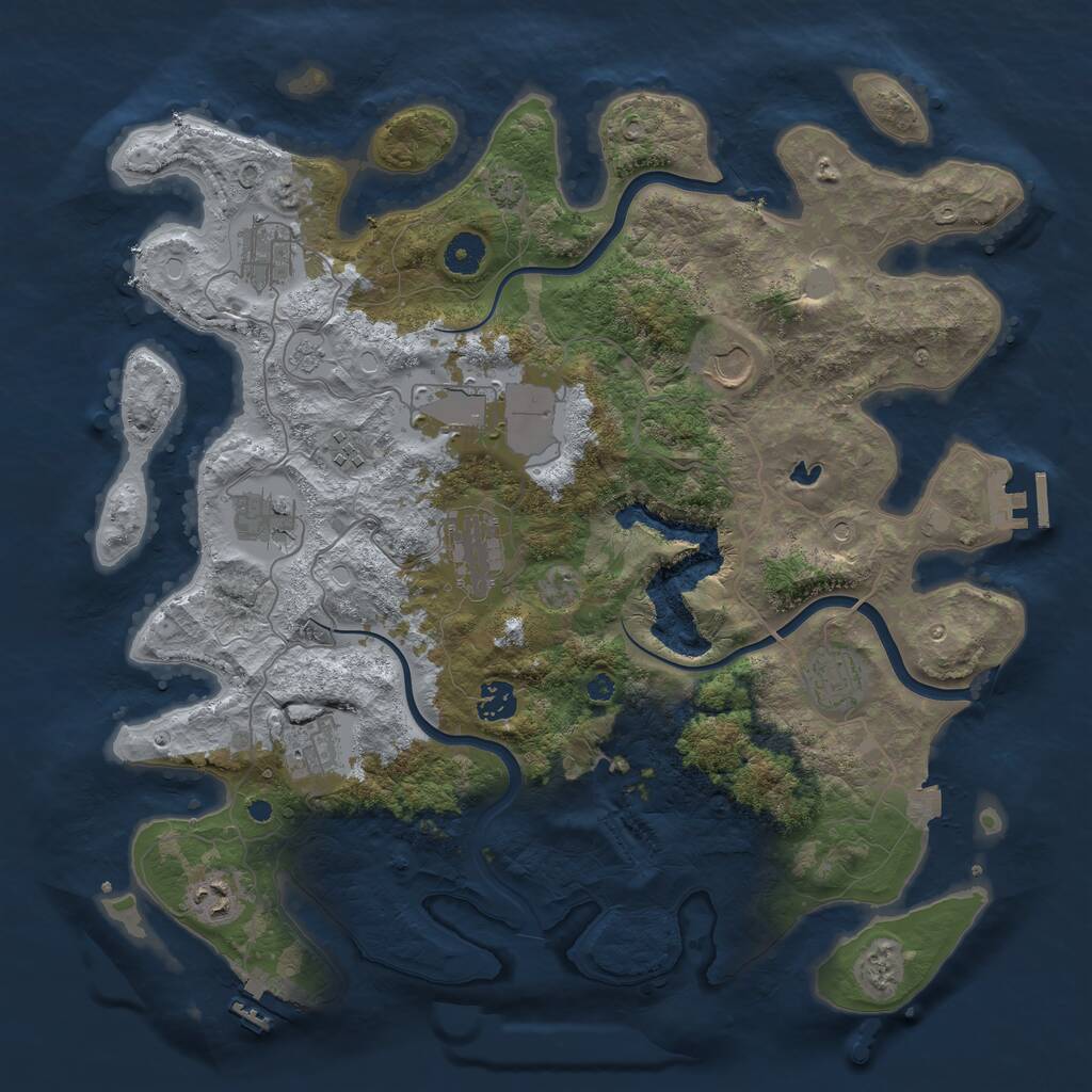 Rust Map: Procedural Map, Size: 4000, Seed: 342325, 16 Monuments
