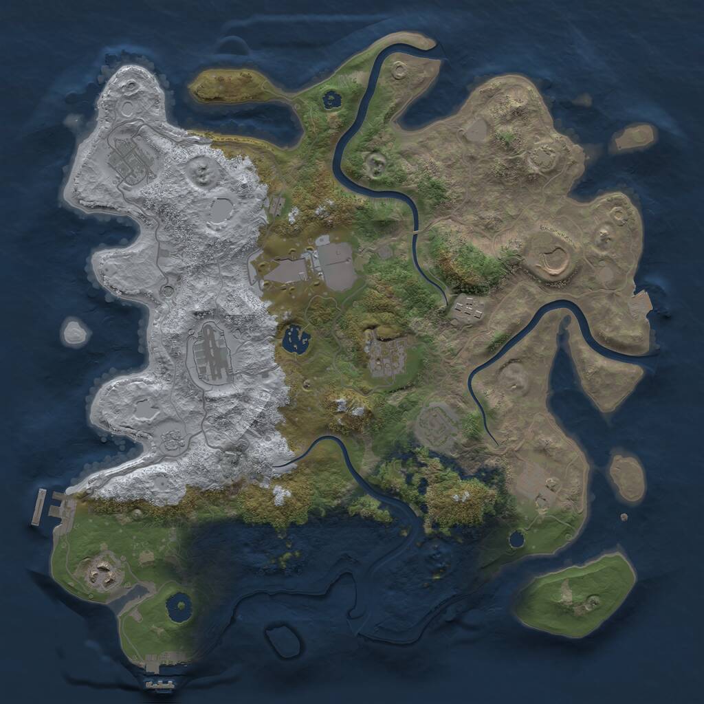Rust Map: Procedural Map, Size: 3800, Seed: 485518489, 16 Monuments