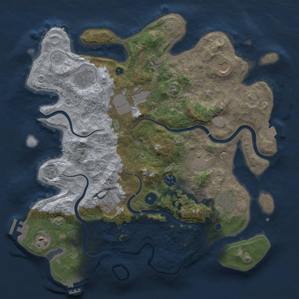 Rust Map: Procedural Map, Size: 3800, Seed: 485518489, 16 Monuments