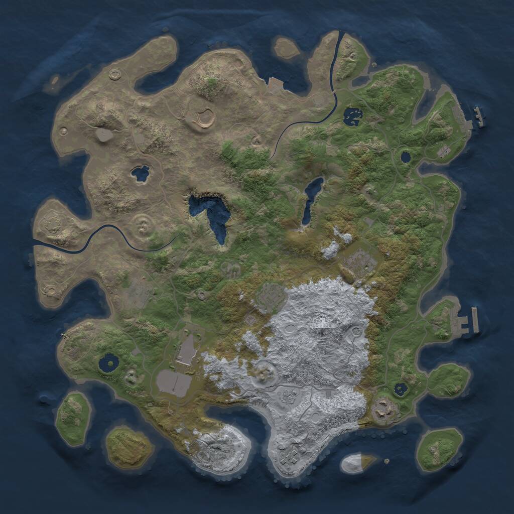 Rust Map: Procedural Map, Size: 4000, Seed: 141732, 14 Monuments