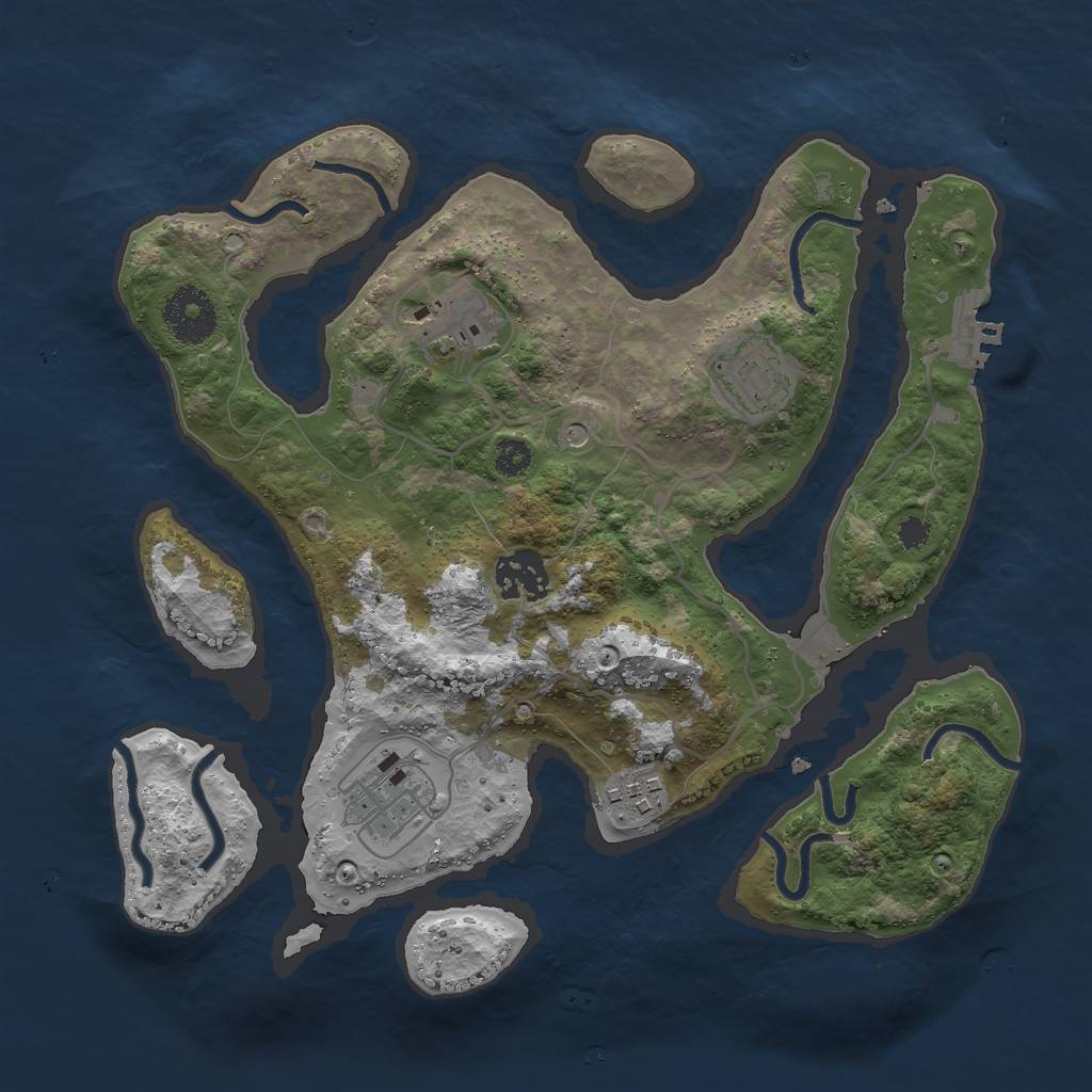 Rust Map: Procedural Map, Size: 3000, Seed: 320201, 9 Monuments