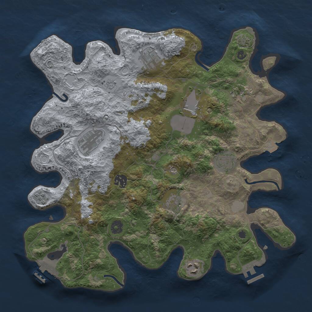Rust Map: Procedural Map, Size: 3500, Seed: 6080608, 15 Monuments