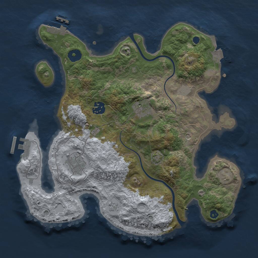 Rust Map: Procedural Map, Size: 3000, Seed: 1048110892, 9 Monuments