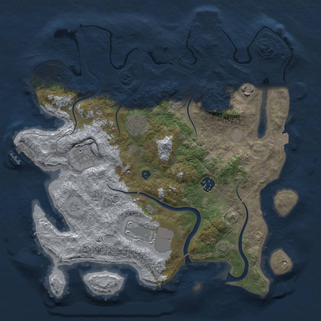 Rust Map: Procedural Map, Size: 3500, Seed: 1390046817, 12 Monuments