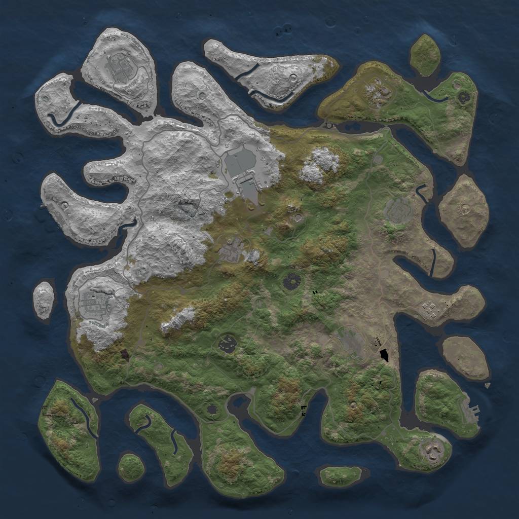 Rust Map: Procedural Map, Size: 4500, Seed: 710420710, 15 Monuments