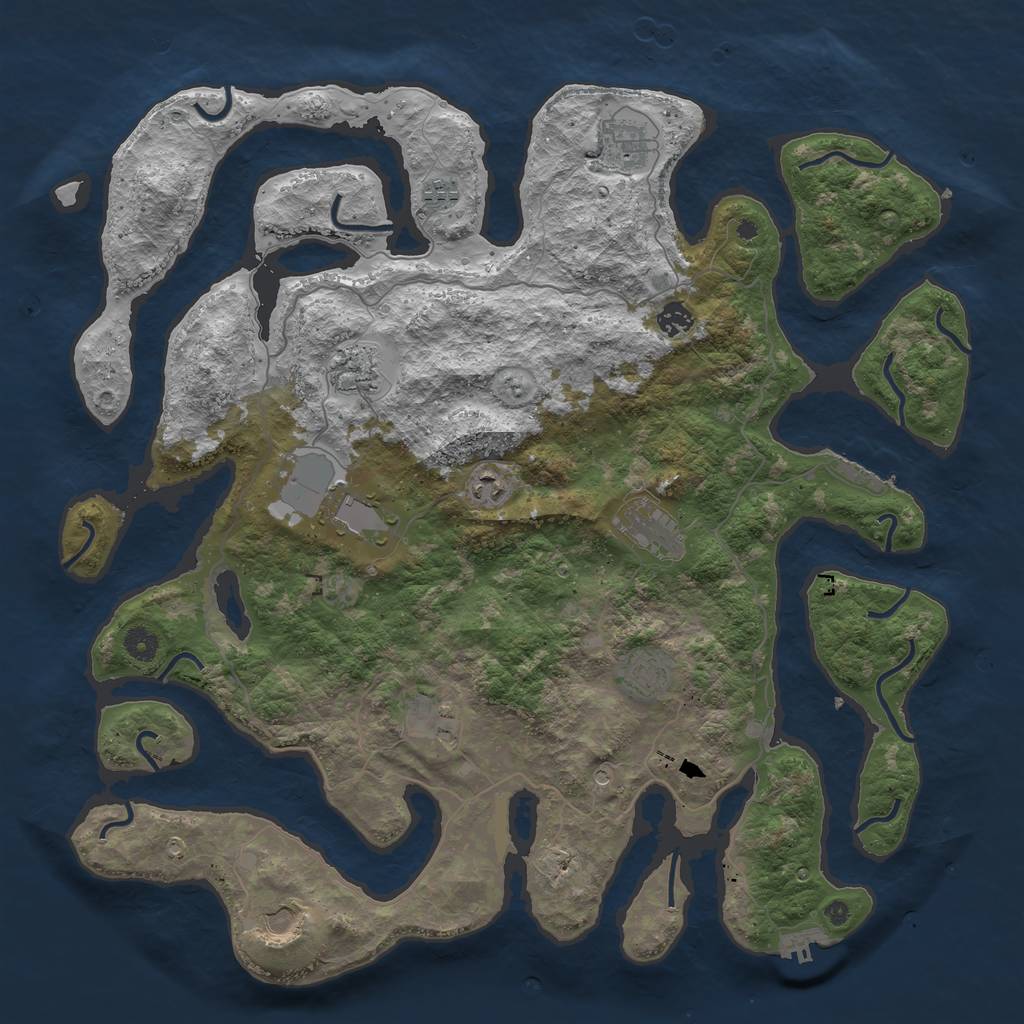 Rust Map: Procedural Map, Size: 4500, Seed: 1370429363, 15 Monuments