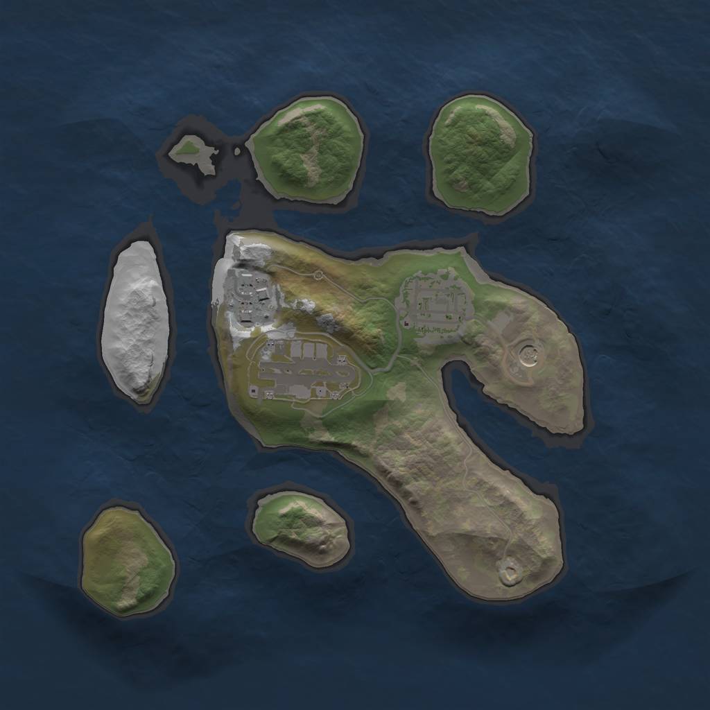 Rust Map: Barren, Size: 2200, Seed: 2, 6 Monuments
