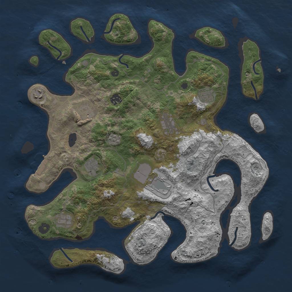 Rust Map: Procedural Map, Size: 4000, Seed: 892684415, 13 Monuments