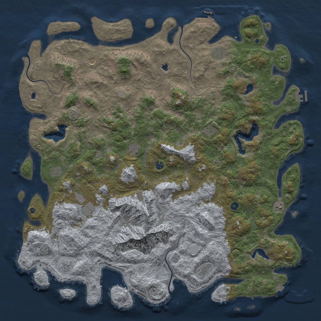 Rust Map: Procedural Map, Size: 6000, Seed: 774867, 17 Monuments