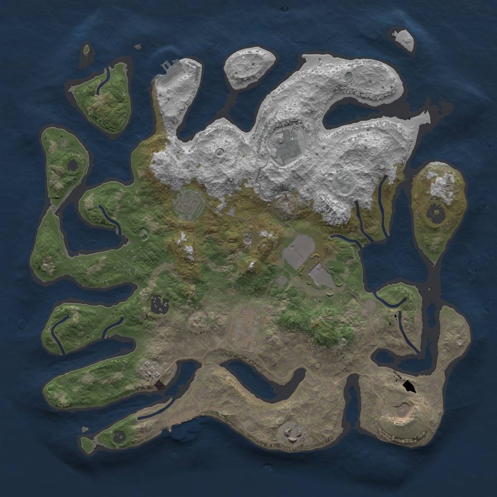 Rust Map: Procedural Map, Size: 3850, Seed: 1207235757, 13 Monuments