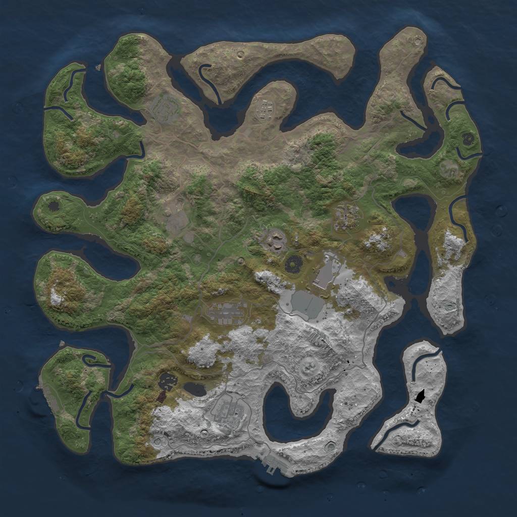 Rust Map: Procedural Map, Size: 4250, Seed: 984010941, 14 Monuments