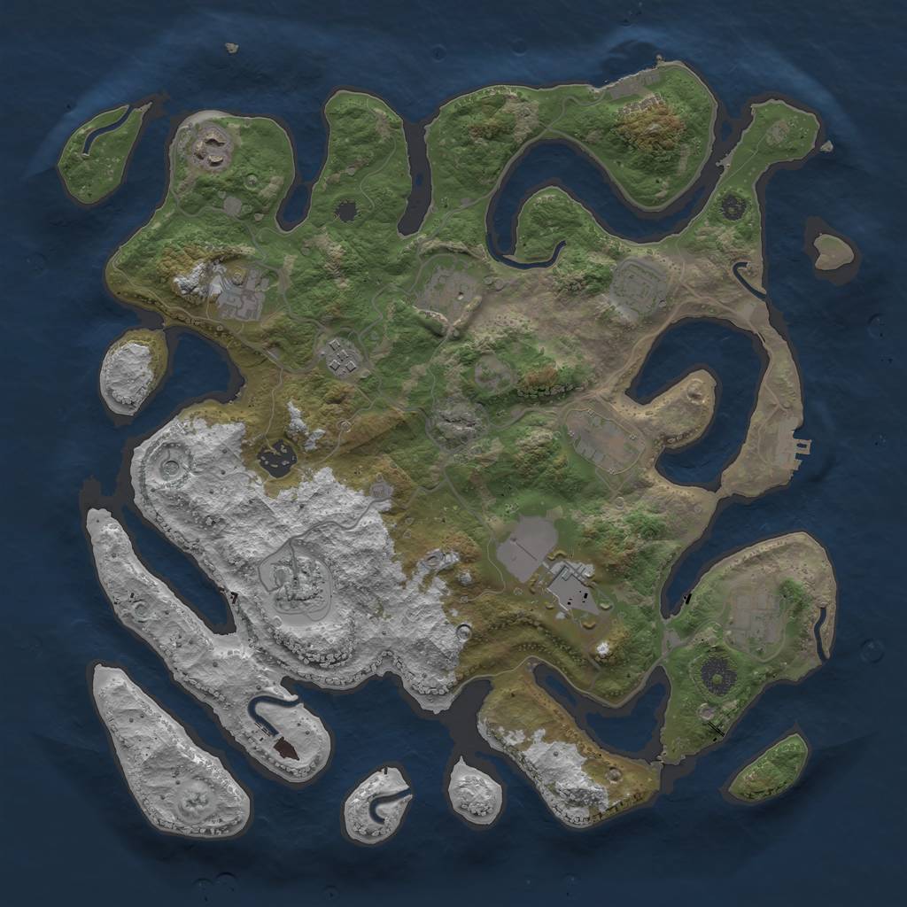 Rust Map: Procedural Map, Size: 3750, Seed: 2008325026, 15 Monuments