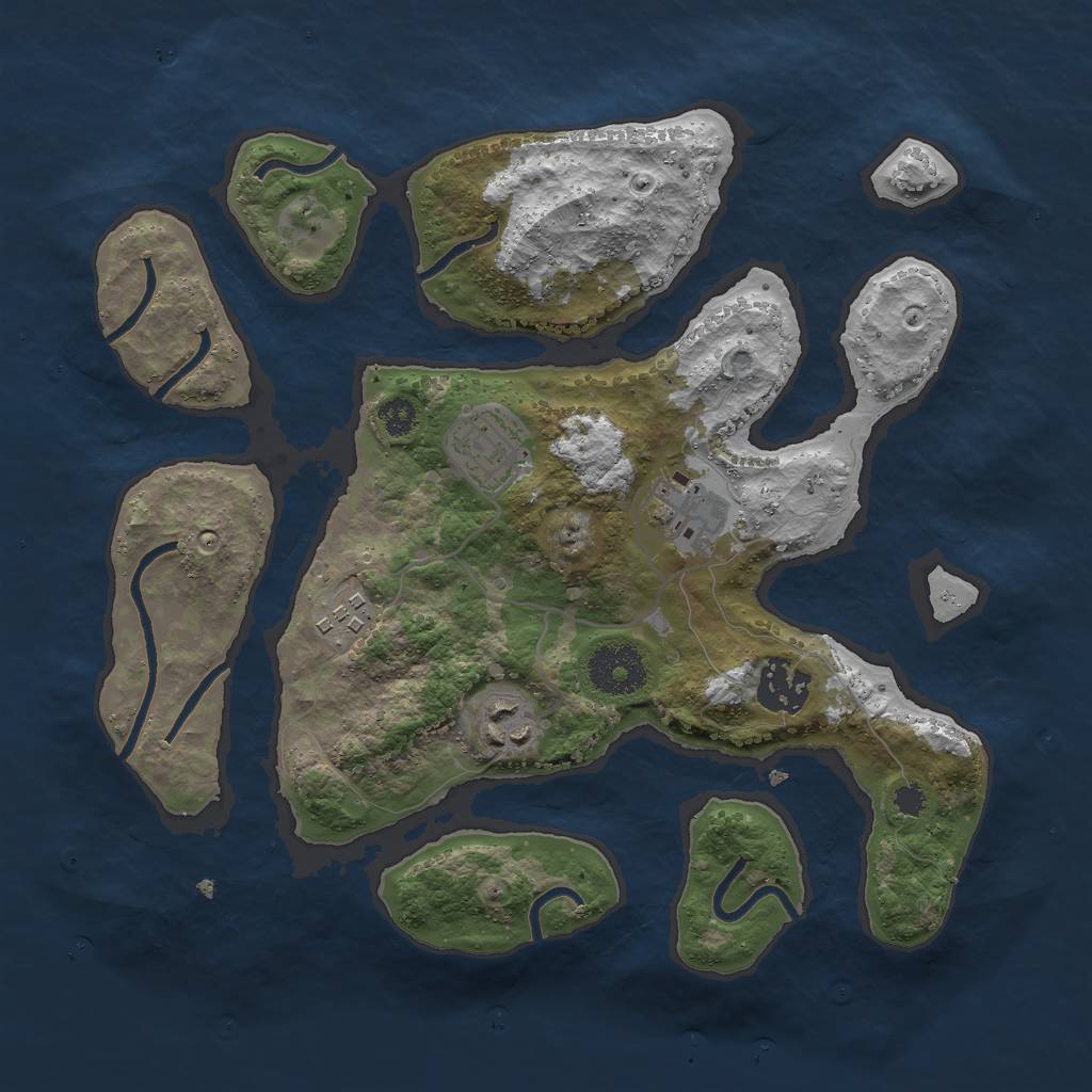 Rust Map: Procedural Map, Size: 3000, Seed: 648601766, 7 Monuments
