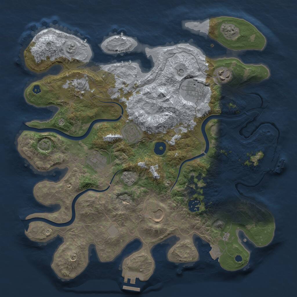 Rust Map: Procedural Map, Size: 3500, Seed: 152113818, 13 Monuments