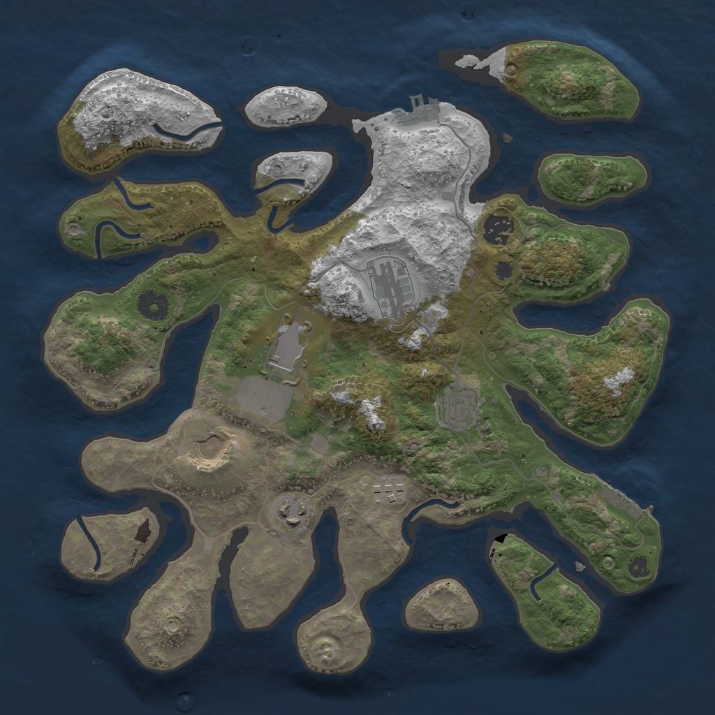 Rust Map: Procedural Map, Size: 3500, Seed: 152113818, 11 Monuments