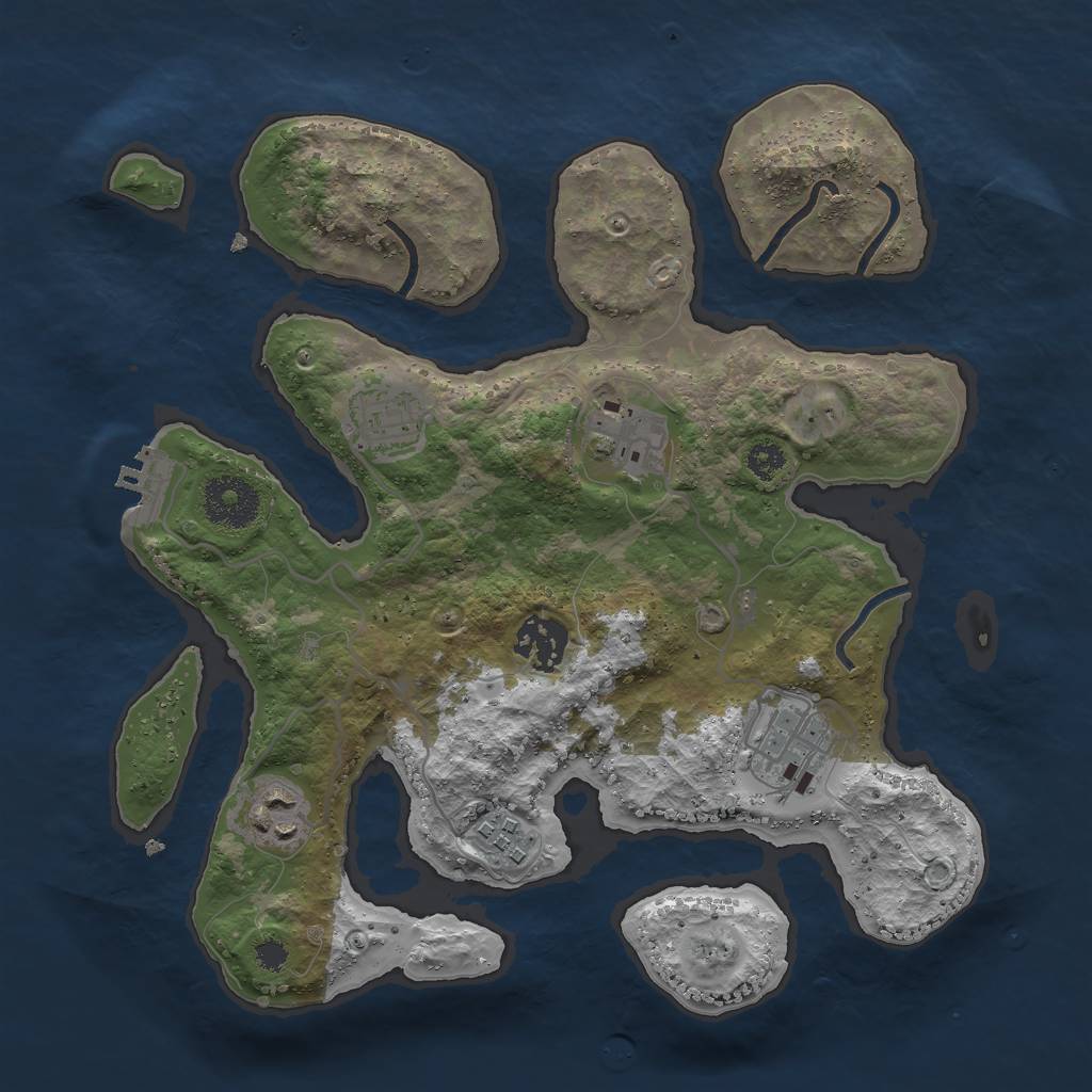 Rust Map: Procedural Map, Size: 3000, Seed: 1288610600, 9 Monuments