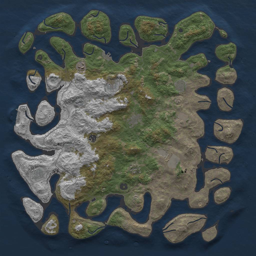 Rust Map: Procedural Map, Size: 5000, Seed: 43168, 15 Monuments