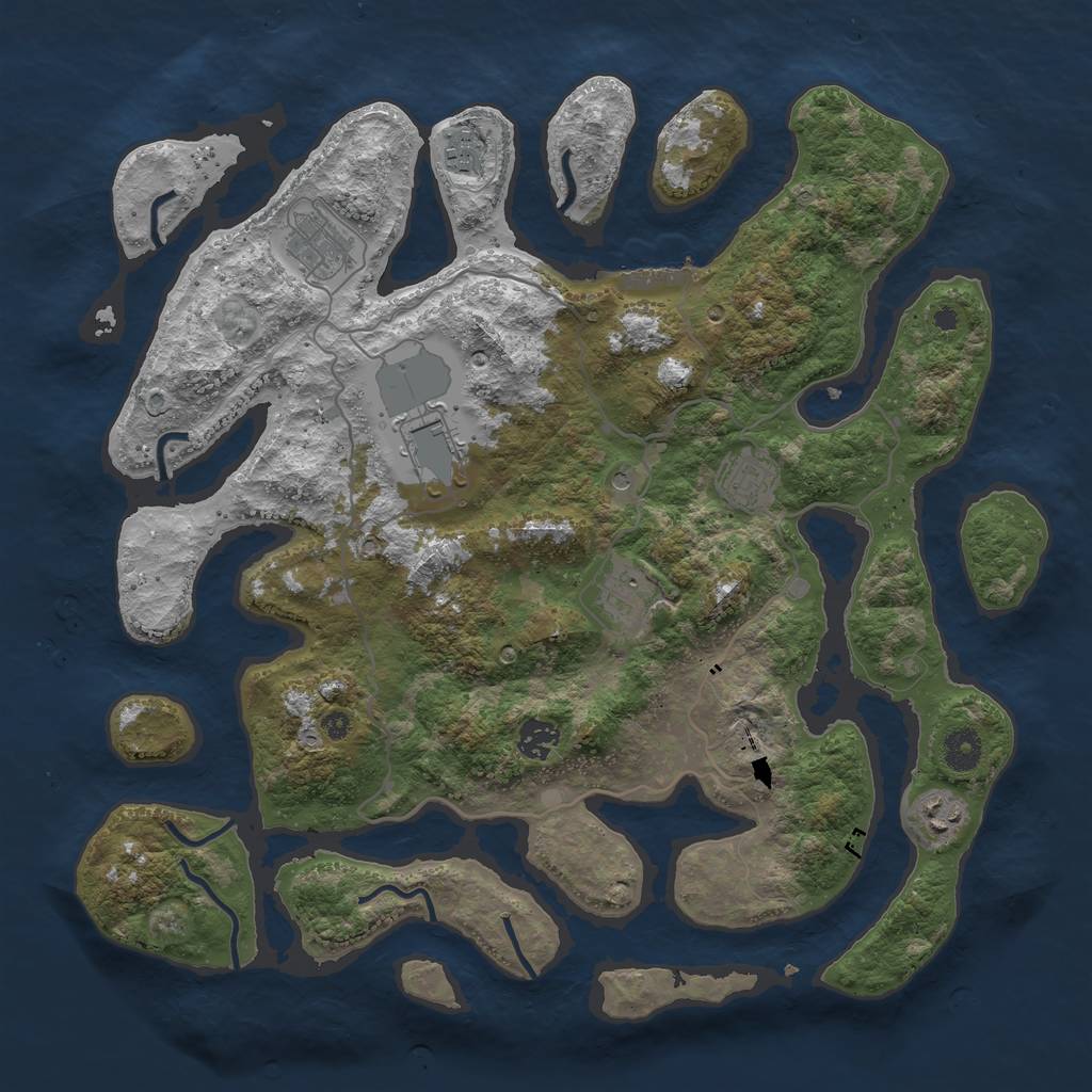 Rust Map: Procedural Map, Size: 4000, Seed: 6482, 11 Monuments